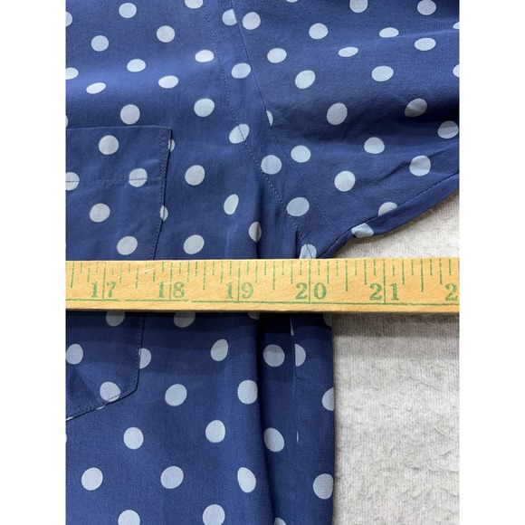 Ralph Lauren Shirt Womens 8 Blue Polka Dot 100% Silk Button Up Long Sleeve - Picture 11 of 14